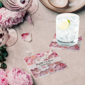 Roze witte bloemen namen bruiloft glazen onderzetter