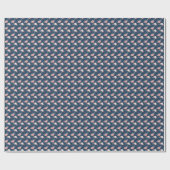 Roze Witte Bloemen Navy Blauwe Cadeaupapier (Vlak)