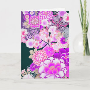ROZE WITTE BLOEMEN Pioenrozen,Rozen Japanse Bloem Feestdagen Kaart