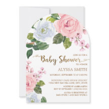 Roze Witte Bloemen Rozen Boog Baby shower