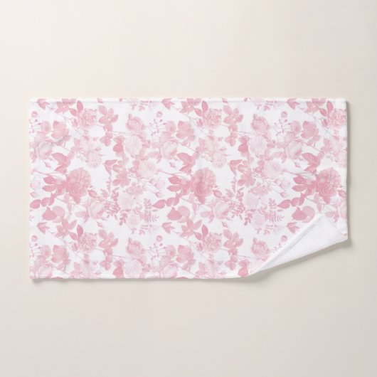 Roze Witte Bloemen Rozen Chinoiserie Bad Handdoek (Handdoek)