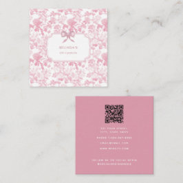 Roze Witte Bloemen Rozen Chinoiserie Event Planner Vierkante Visitekaartje
