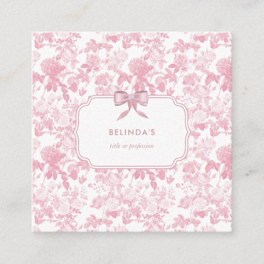 Roze Witte Bloemen Rozen Chinoiserie Event Planner Vierkante Visitekaartje (Voorkant)