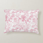 Roze Witte Bloemen Rozen Chinoiserie Patroon Accent Kussen (Achterkant)