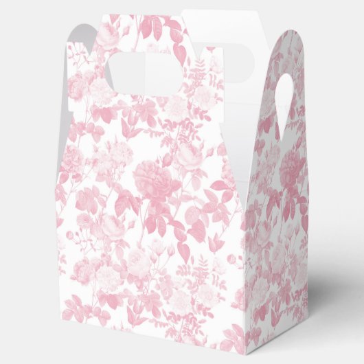 Roze Witte Bloemen Rozen Chinoiserie Patroon Bedankdoosjes (Geopend)