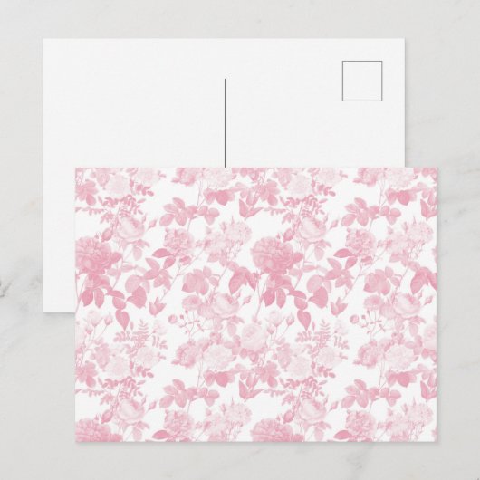 Roze Witte Bloemen Rozen Chinoiserie Patroon Briefkaart (Voorkant / Achterkant)