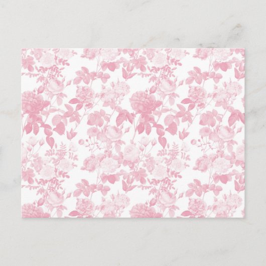 Roze Witte Bloemen Rozen Chinoiserie Patroon Briefkaart (Voorkant)