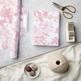 Roze Witte Bloemen Rozen Chinoiserie Patroon Cadeaupapier