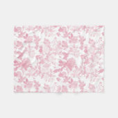 Roze Witte Bloemen Rozen Chinoiserie Patroon Fleece Deken (Voorkant (Horizontaal))