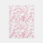 Roze Witte Bloemen Rozen Chinoiserie Patroon Fleece Deken (Voorkant)