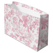 Roze Witte Bloemen Rozen Chinoiserie Patroon Groot Cadeauzakje (Achterkant Gekanteld)