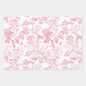 Roze Witte Bloemen Rozen Chinoiserie Patroon Inpakpapier Vel (Voorkant 2)