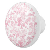 Roze Witte Bloemen Rozen Chinoiserie Patroon Keramische Knop (Rechts)