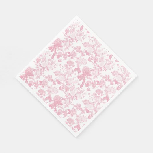 Roze Witte Bloemen Rozen Chinoiserie Patroon Servet (Hoek)