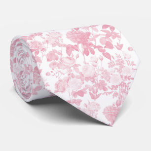 Roze Witte Bloemen Rozen Chinoiserie Patroon Stropdas