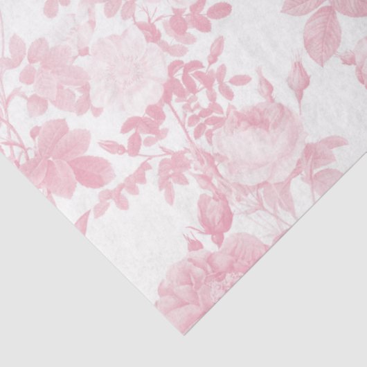 Roze Witte Bloemen Rozen Chinoiserie Patroon Tissuepapier (Detail)