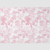 Roze Witte Bloemen Rozen Chinoiserie Patroon Tissuepapier (Voorkant)