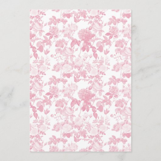 Roze Witte Bloemen Rozen Chinoiserie Vrijgezellenf Menu (Achterkant)