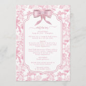 Roze Witte Bloemen Rozen Chinoiserie Vrijgezellenf Menu (Voorkant)