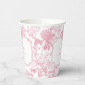 Roze Witte Bloemen Rozen Chinoiserie Vrijgezellenf Papieren Bekers (Links)