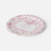 Roze Witte Bloemen Rozen Chinoiserie Vrijgezellenf Papieren Bordje (Gekanteld)