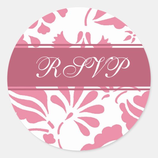 Roze & Witte Bloemen RSVP Envelope Seals Ronde Sticker (Voorkant)