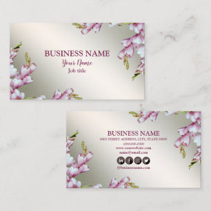 Roze Witte Bloemen Rustic Elegant Visitekaartje