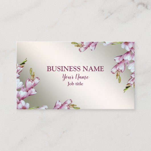 Roze Witte Bloemen Rustic Elegant Visitekaartje (Voorkant)