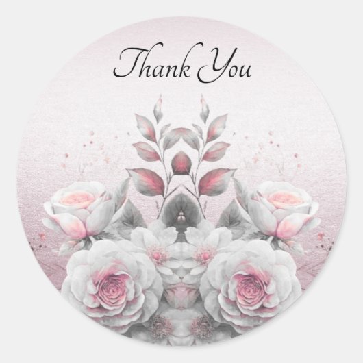 Roze Witte Bloemen Sticker (Voorkant)