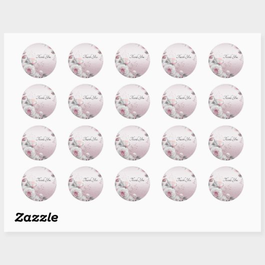 Roze Witte Bloemen Sticker (Vel)