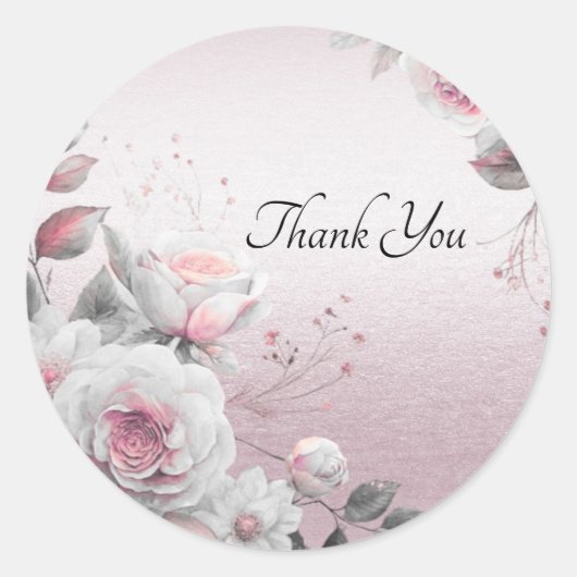 Roze Witte Bloemen Sticker (Voorkant)