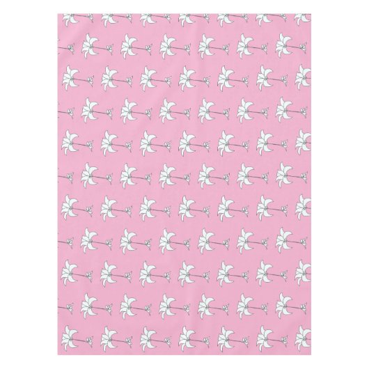 Roze Witte Bloemen Tafelkleed (Voorkant)