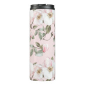 roze witte bloemen thermosbeker (Achterkant)