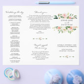 Roze Witte Bloemen Tri+Fold Huwelijksprogramma (Enkel)