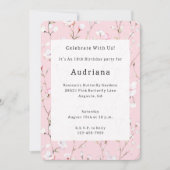  Roze Witte Bloemen Verjaardag Kaart (Voorkant)