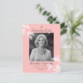 Roze Witte Bloemen Viering van het Leven Fotokaart Kaart (Staand voorkant)