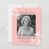 Roze Witte Bloemen Viering van het Leven Fotokaart Kaart (Voorkant)
