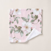 Roze Witte Bloemen Vrijgezellenfeest Bad Handdoek (Wasdoekje)