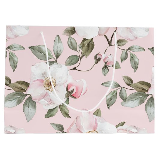  Roze Witte Bloemen Vrijgezellenfeest Groot Cadeauzakje (Achterkant)