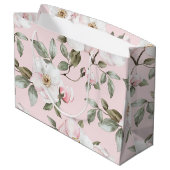  Roze Witte Bloemen Vrijgezellenfeest Groot Cadeauzakje (Achterkant Gekanteld)