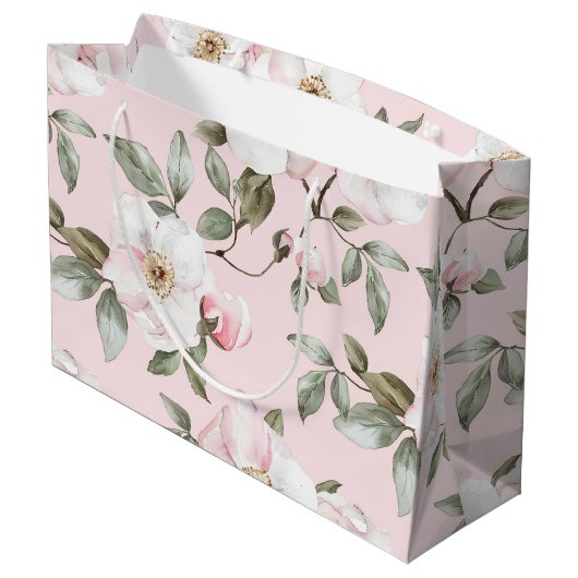  Roze Witte Bloemen Vrijgezellenfeest Groot Cadeauzakje (Achterkant Gekanteld)