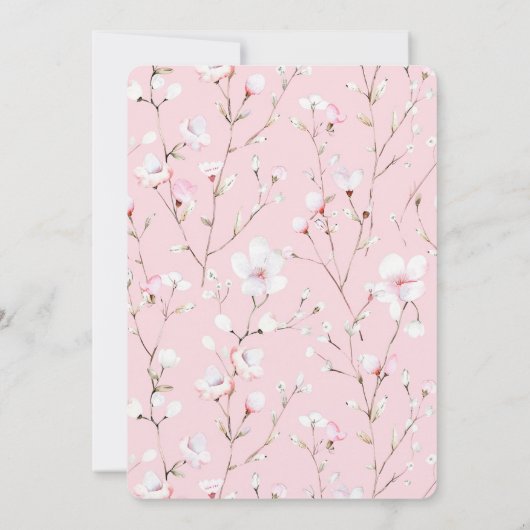  Roze Witte Bloemen Vrijgezellenfeest Kaart (Achterkant)