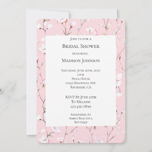  Roze Witte Bloemen Vrijgezellenfeest Kaart (Voorkant)