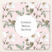  Roze Witte Bloemen Vrijgezellenfeest Kartonnen Onderzetters (Voorkant)