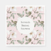  Roze Witte Bloemen Vrijgezellenfeest Servet (Voorkant)