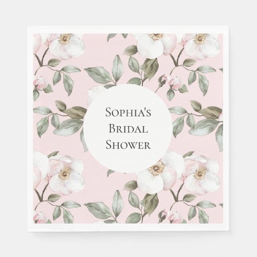  Roze Witte Bloemen Vrijgezellenfeest Servet (Voorkant)