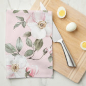 Roze Witte Bloemen Vrijgezellenfeest Theedoek (Quarter Fold)