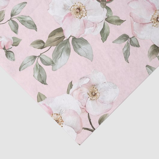  Roze Witte Bloemen Vrijgezellenfeest Tissuepapier (Detail)