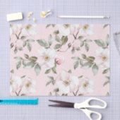 Roze Witte Bloemen Vrijgezellenfeest Tissuepapier (Craft)