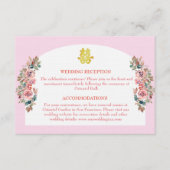 Roze witte bloemenboog Chinese bruiloft details Informatiekaartje (Voorkant)